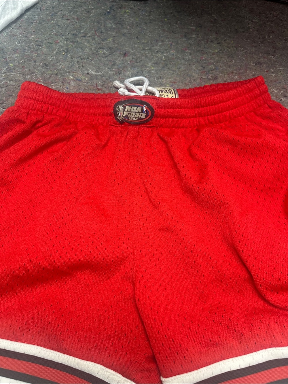 NBA Red Men's Athletic Mesh Shorts with White Trim